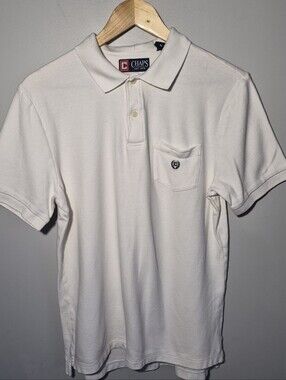 Chaps Men's White Polo Shirt with Chest Pocket